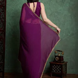 GHAN SALS Beads and Stones Detail Saree With Blouse Piece image 3