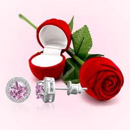 Peora Silver-Plated Cubic Zirconia Studded Circular Studs With Rose Jewellery Box-picture-37