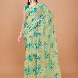 Garden Vareli Floral Printed Brasso Saree-picture-39