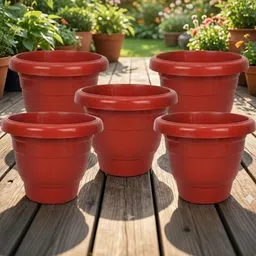 Virajsanchi 5-Pcs Brown Round Light Weight Planters-picture-20