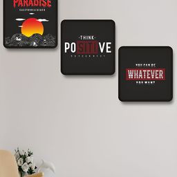 SAF Black & Red 3 Piece Wood Abstract Wall Art-picture-5