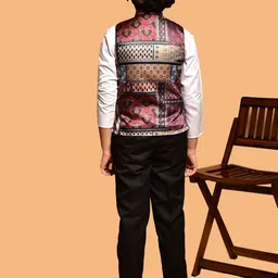 PRINTCULTR Boys Printed Satin Nehru Jackets image 4