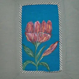 ZEBA Grey & Blue Floral Linen Square Cushion Covers image 4