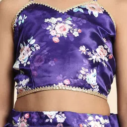 LOOKS AND LIKES Girls Printed Satin Net Ready to Wear Lehenga & Blouse With Dupatta image 2