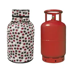 Kuber Industries 2Pcs Black & White Dot Printed Gas Cylinder Covers image 2