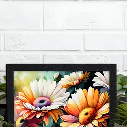 Aura White & Yellow Floral Wooden Wall Art-image-82