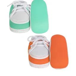 NESKA MODA Kids-Unisex Orange Cotton Booties image 2