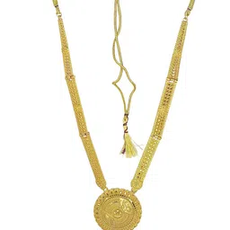 FEMMIBELLA Gold Plated Round Shape Long Haaram Necklace Set image 3