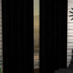 BELLA TRUE Black 2 Pieces Long Door Curtains-picture-32