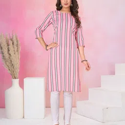 KETAKI FASHION Women Pack of 3 Striped Printed Crepe Straight Kurta image 2