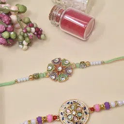 MEIRA JEWELLERY Set Of 2 Rakhi With Greeting Card & Roli Chawal-picture-42