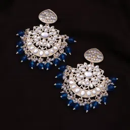 BELWICK Gold-Plated Kundan Studded And Pearls Beaded Crescent Shaped Chandbalis-picture-26