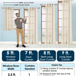 Story@home Cream-Coloured Set of 2 Sheer Long Door Curtain image 3