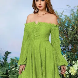 KPOP Women Off-Shoulder Fit And Flare Dress-picture-23