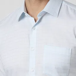 Van Heusen Windowpane Checked Spread Collar Slim Fit Cotton Formal Shirt image 4