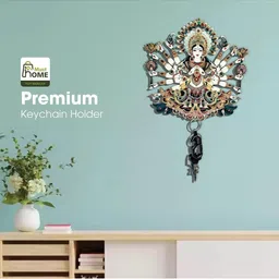 MustHome White & Brown Wood Goddess Durga 7 Key Holders image 2