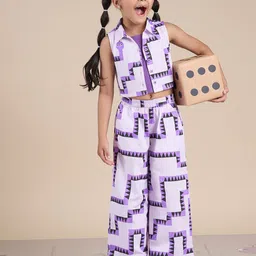 LIL DRAMA Girls Printed T-shirt with Palazzos-image-86