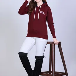 Divine Girl Women Hooded Typography Printed Straight Pullover Sweatshirt image 2