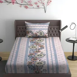 WEAVE AND DECOR Pink Printed Microfiber 300TC Single Bedsheet & 1 Pillow Cover 78" x 36"-picture-11