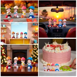 Gopalvilla Blue & Red Matte Living Room Real 3D 4 Pieces Showpiece - 0.98 inch image 2