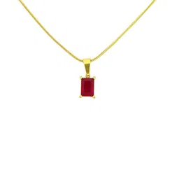 INTERSTELLAR Gold-Plated Red Stone Square Pendant With Chain-picture-10