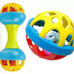 sr toys PACK OF 2 BEST QUALITY BIG SIZE RATTLE BALL AND DUMBBELLS FOR KIDS RATTLES Rattle-picture-21