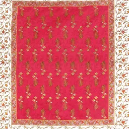 DGSM CRAFT Red Floral 144 TC Queen Bedsheet with 2 Pillow Covers image 5