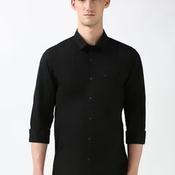 Peter England Casuals Men Spread Collar Solid Cotton Slim Fit Casual Shirt-picture-15