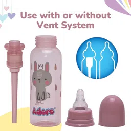 Adore Transparent & Pink Printed Ventilated Anti-Colic Stem Baby Feeding Bottle- 250ml image 5