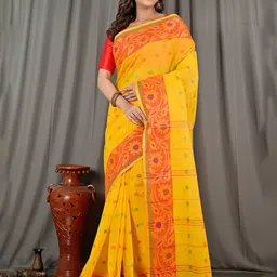 Ruuprekha Woven Design Pure Cotton Fusion Taant Saree-picture-20