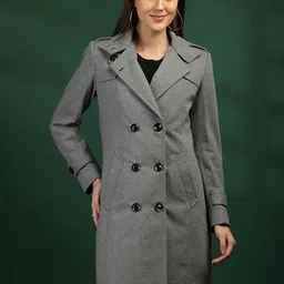 The Roadster Lifestyle Co Notched Lapel Collar Double-Breasted Trench Coat-picture-10