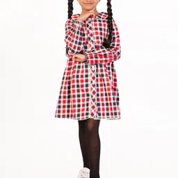 Nature Nook Kids Girls Checked Cotton Fit & Flare Dress-picture-32