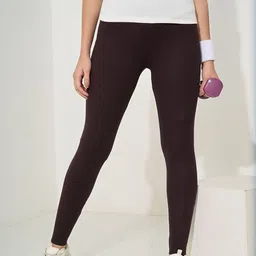 Ajile by Pantaloons Women Ribbed Skinny Fit High-Rise Cotton Trouser-image-5