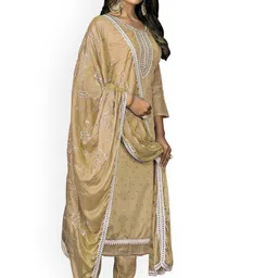 HERE&NOW Embellished Unstitched Dress Material image 2
