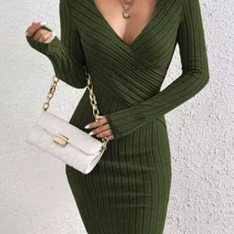 HERE&NOW Women V - Neck Bodycon Dress-picture-21