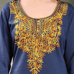 Clora Creation Women Ethnic Motifs Embroidered Regular Thread Work Kurta with Trousers & With Dupatta image 4