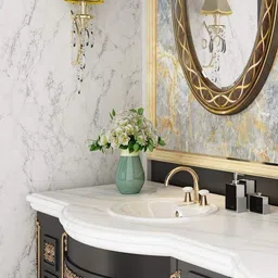 Aura White & Grey Marble Printed Self Adhesive Wall Sticker image 5