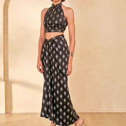 Global Desi Ethnic Motifs Printed Top With Skirt image 3