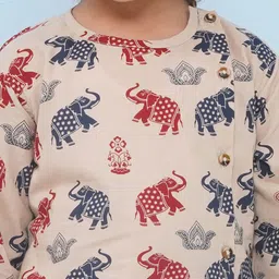 Aj DEZInES Boys Ethnic Motifs Printed Regular Pure Cotton Kurta with Dhoti Pants image 2