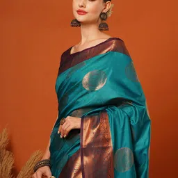 DIVASTRI Woven Design Zari Pure Silk Banarasi Saree image 3