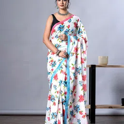 HERE&NOW Floral Pure Cotton Block Print Saree-picture-46