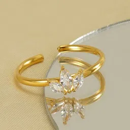 Just Lil Things Stainless Steel Cubic Zirconia Stone Studded Finger Ring-image-27