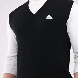Monte Carlo Men Ribbed V Neck Sleeveless Woollen Sweater Vest image 4