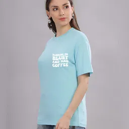 FALTU.CO Women Printed Drop-Shoulder Sleeves Pure Cotton T-shirt image 5