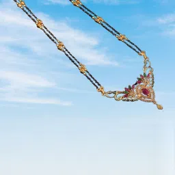 Laksh Enterprise Artificial Stones Studded And Beaded Floral Design Mangalsutra-picture-31