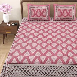 Myntra Elegant Homes Pink & White Floral Cotton 180TC Double King Bedsheet Set-2.75mx2.25m-picture-18