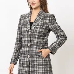 TWENTY ME Checked Single Breasted Full Sleeve Overcoat image 4
