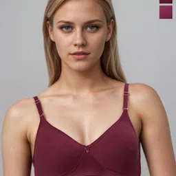 Eden Women Pack Of 2 Full Coverage Non Padded Non-Wired Cotton T-shirt Bra-picture-31