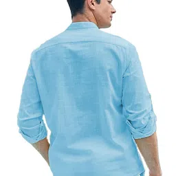 KNOWTED Mandarin Collar Roll-Up Sleeves Straight Short Kurta image 2