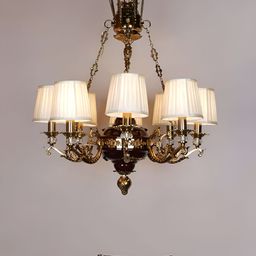 Fos Lighting Gold-Toned Textured 8-Light Chandelier Aluminium Ceiling Lamp-picture-45